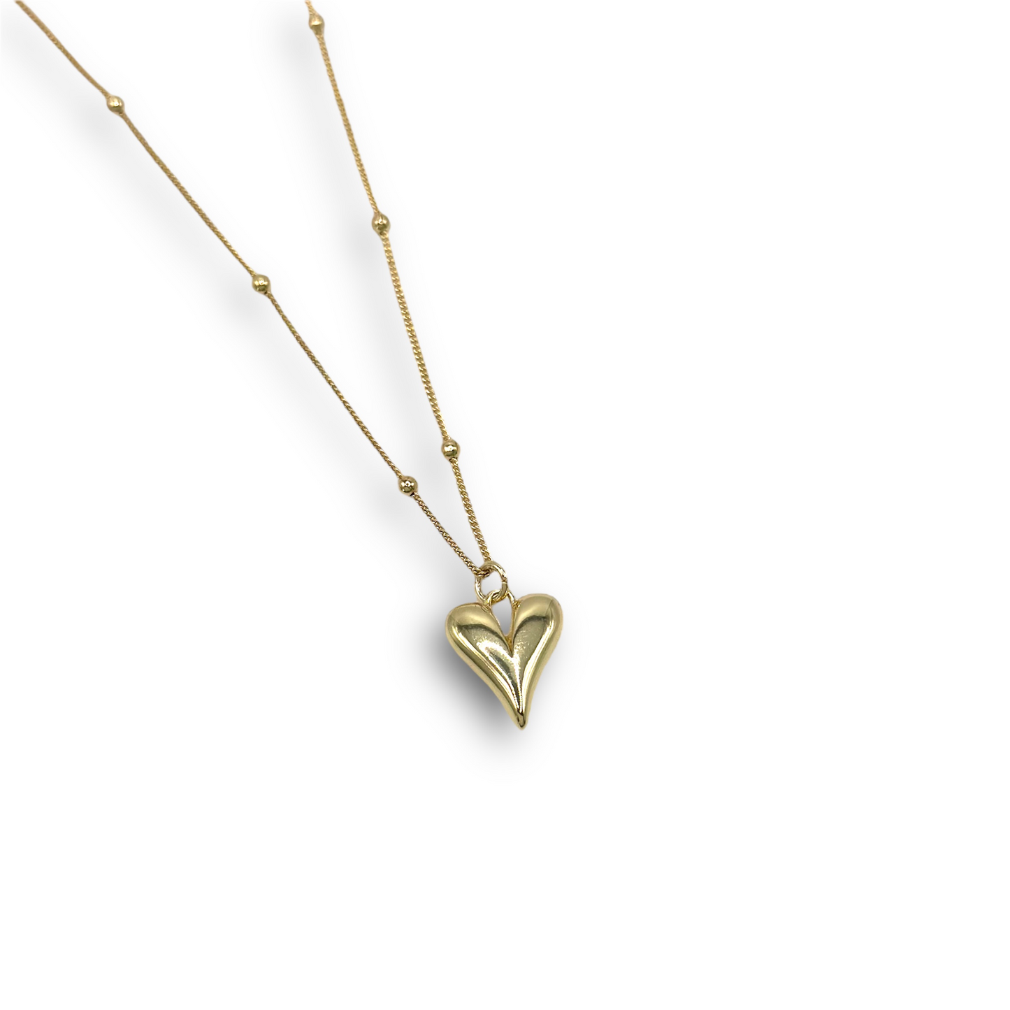 Heart Pendant & Bead Station Necklace