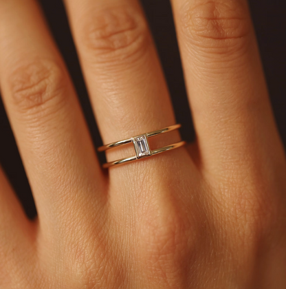 Baguette Diamond Double Band Ring