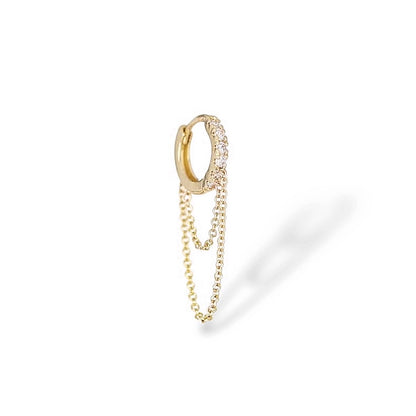 Chain Drop Diamond Huggie Earring (Single)