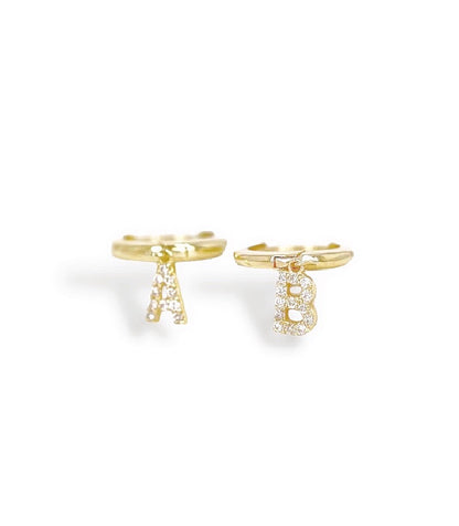 Diamond Initial Huggie Earring (Single)