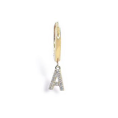 Diamond Initial Huggie Earring (Single)