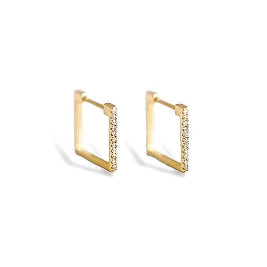 Diamond Square Huggie Earrings