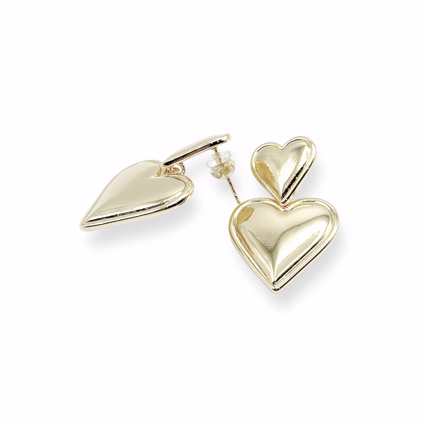 Double Heart Stud Earrings