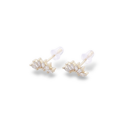 Gold Crown Stud Earrings