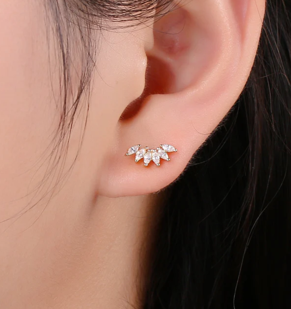 Gold Crown Stud Earrings