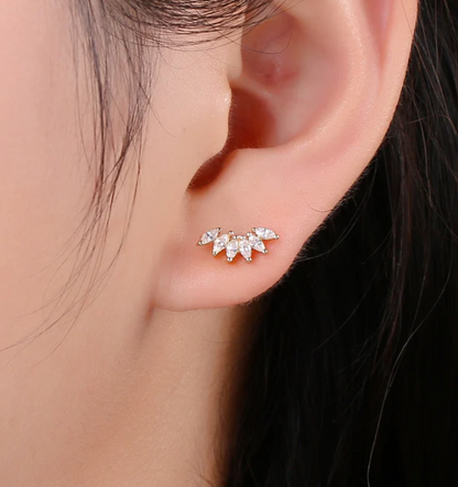 Gold Crown Stud Earrings