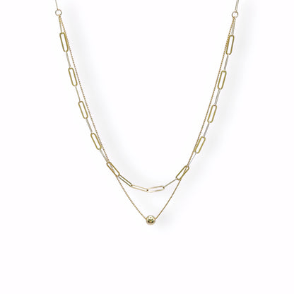 Golden Ball Double Chain Necklace