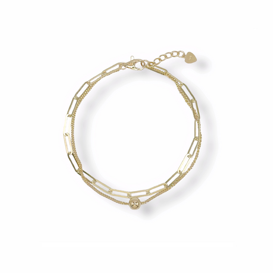 Golden Marble Double Chain Bracelet