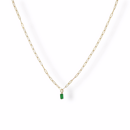 Green Gemstone Paperclip Necklace