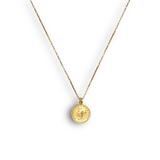 Coin Pendant & Box Chain Necklace