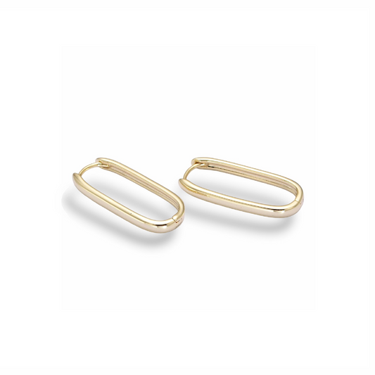 Oblong Huggie Hoops Earrings