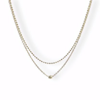 Ornament Bead Double Chain Necklace