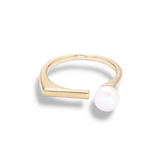 Pearl Open Wrap Flat Signet Ring