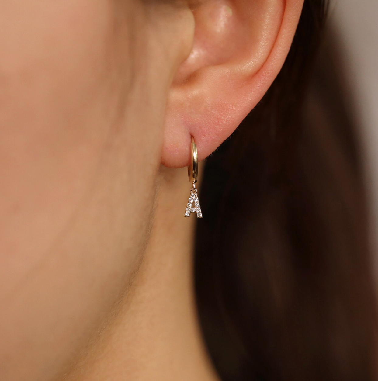 Diamond Initial Huggie Earring (Single)