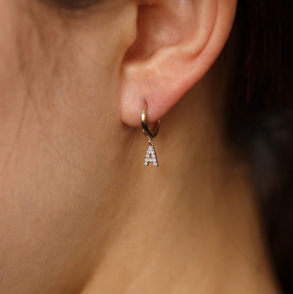 Diamond Initial Huggie Earring (Single)