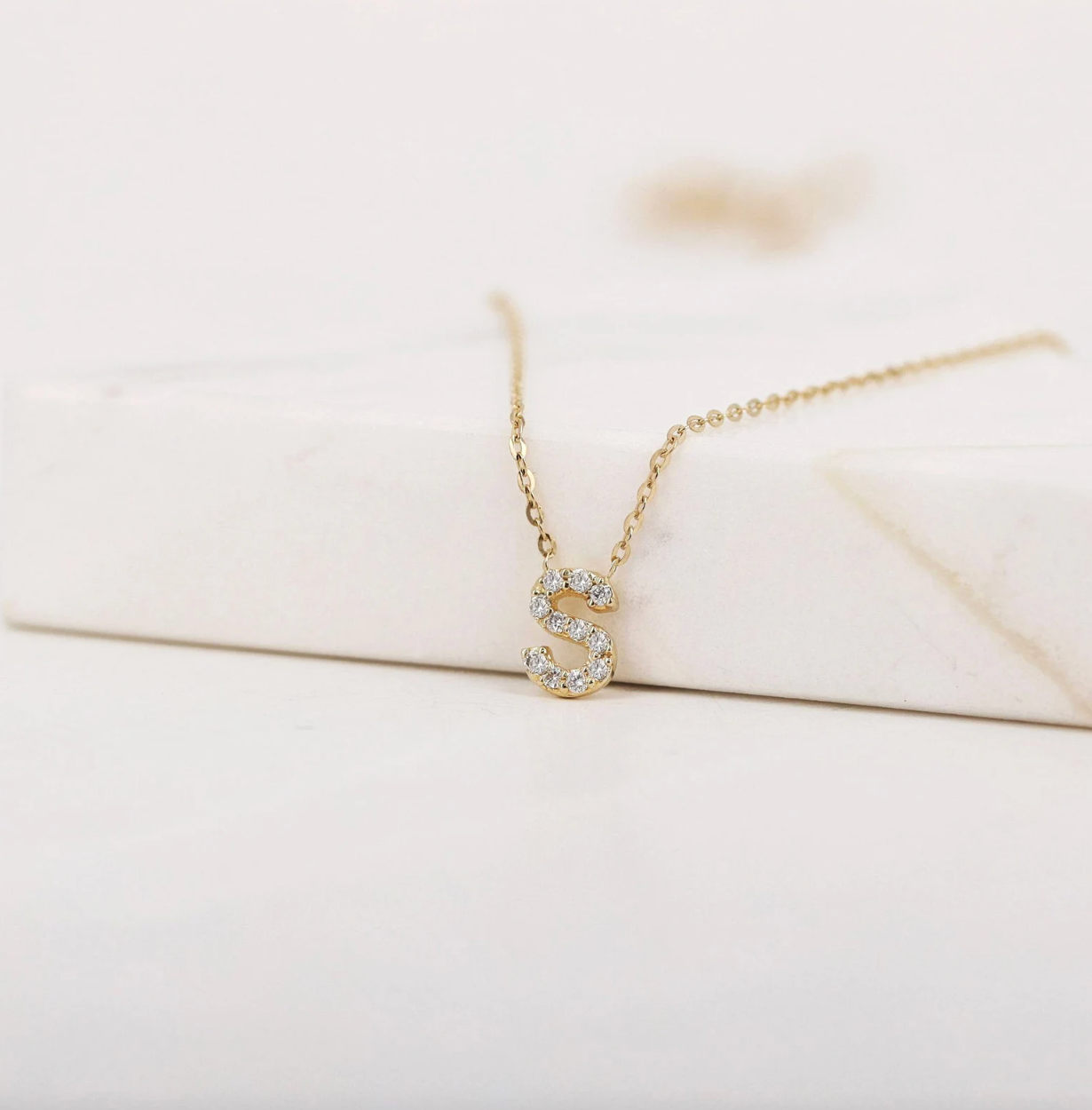 Custom Diamond Initial Necklace