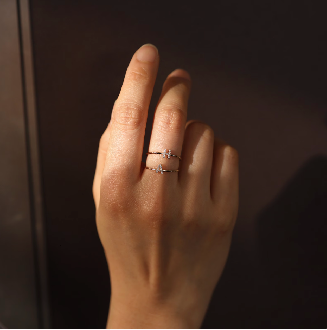 Custom Diamond Single Initial Band Ring