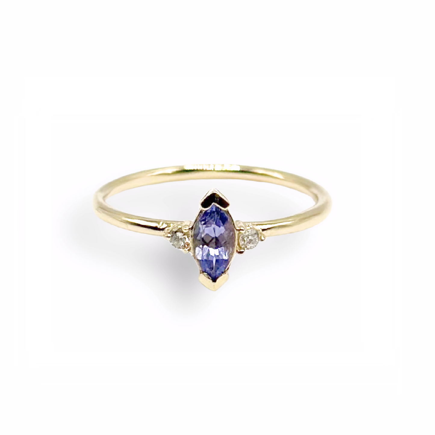 Tanzanite Marquise Double Diamond Ring