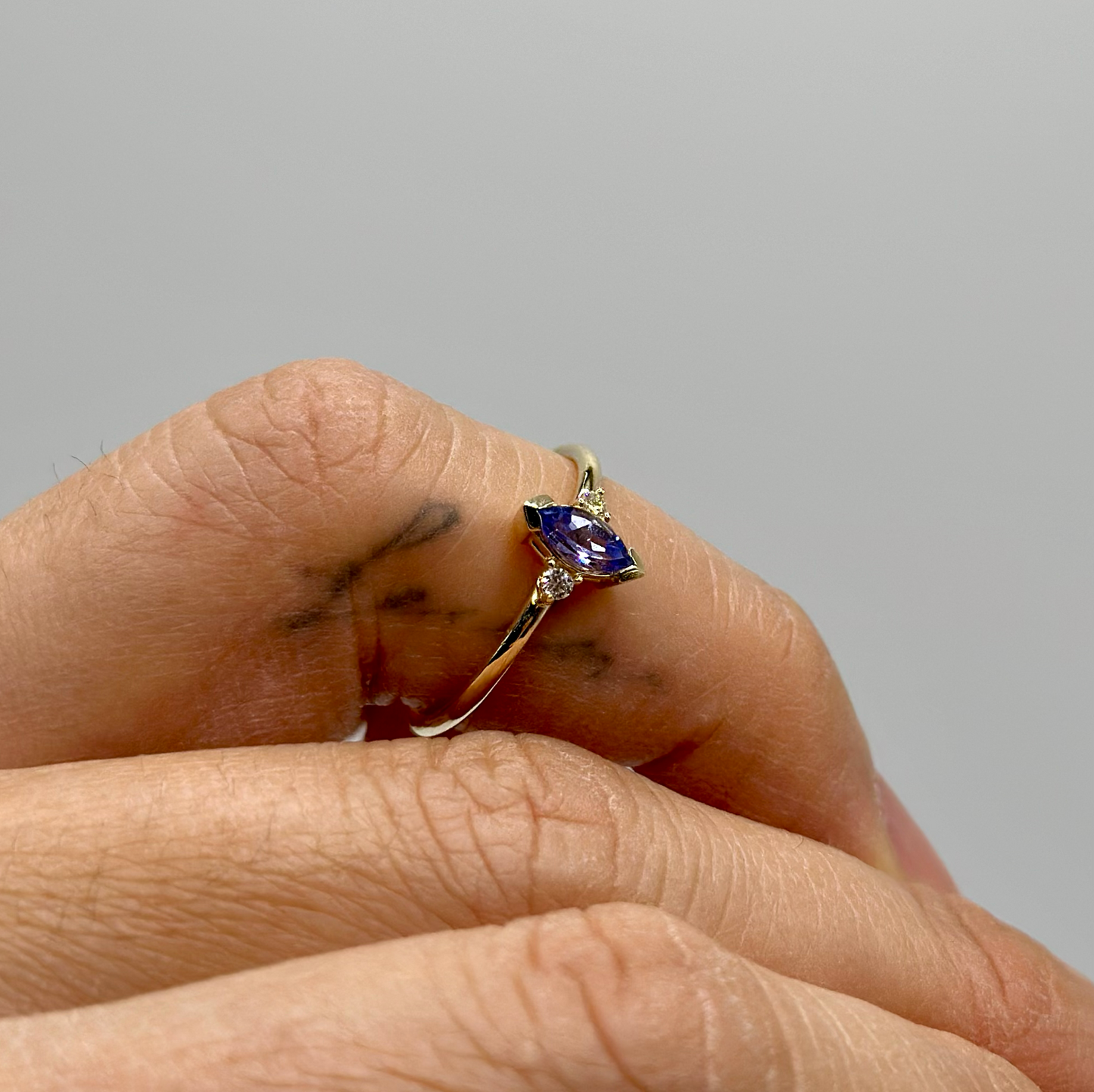 Tanzanite Marquise Double Diamond Ring