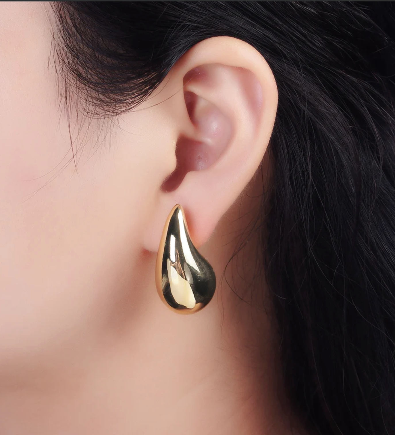 Teardrop Dome Stud Earrings (Large)