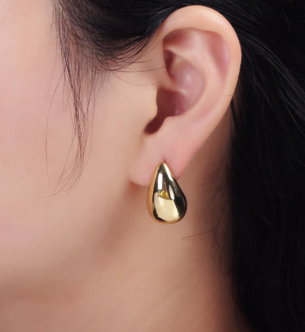 Teardrop Dome Stud Earrings (Medium)