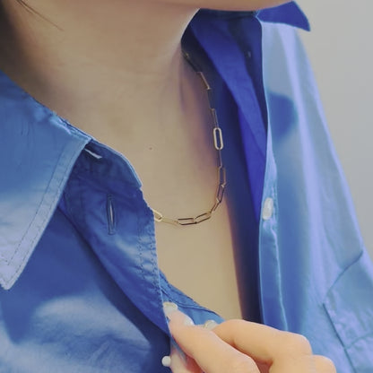 Thin Combination Paperclip Chain Necklace