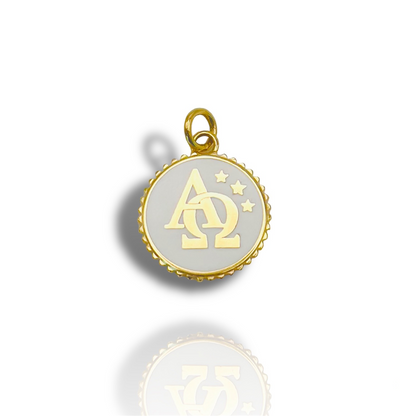 Alpha Omega Pendant with White Enamel