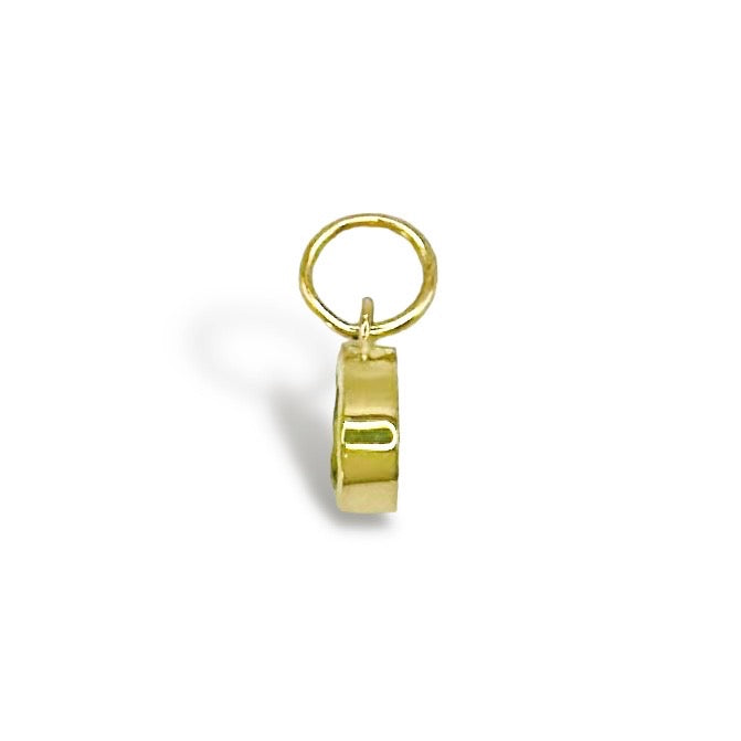 14K Gold Pear Green Topaz Stone Charm Side View